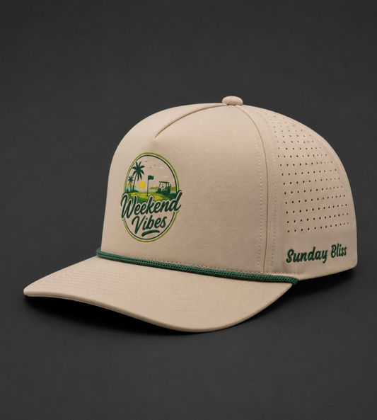 Sunday Bliss Weekend Vibes Golf Cap – Tan
